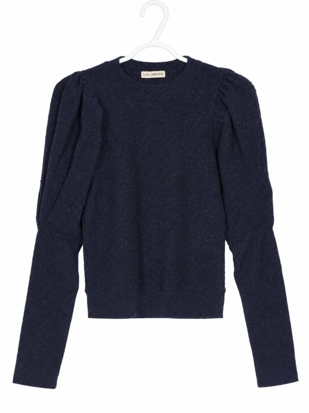 ULLA JOHNSON Blue Multicolor Speckled Philo Puff Sleeve Sweatshirt Size M